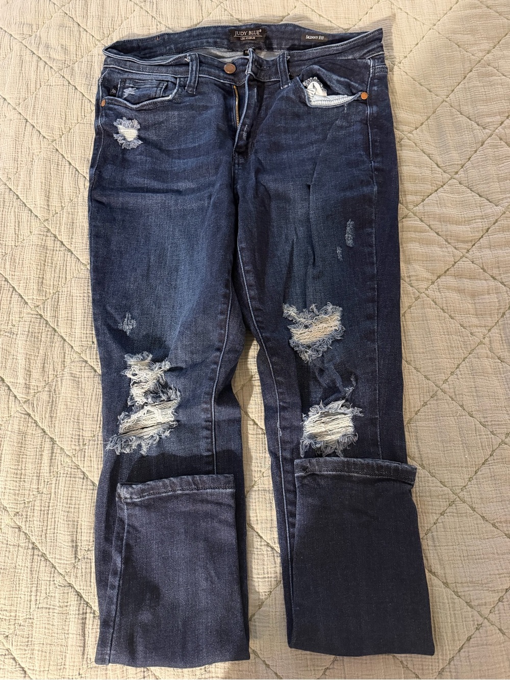 Judy Blue Women's Dark Blue Distressed Skinny Jeans